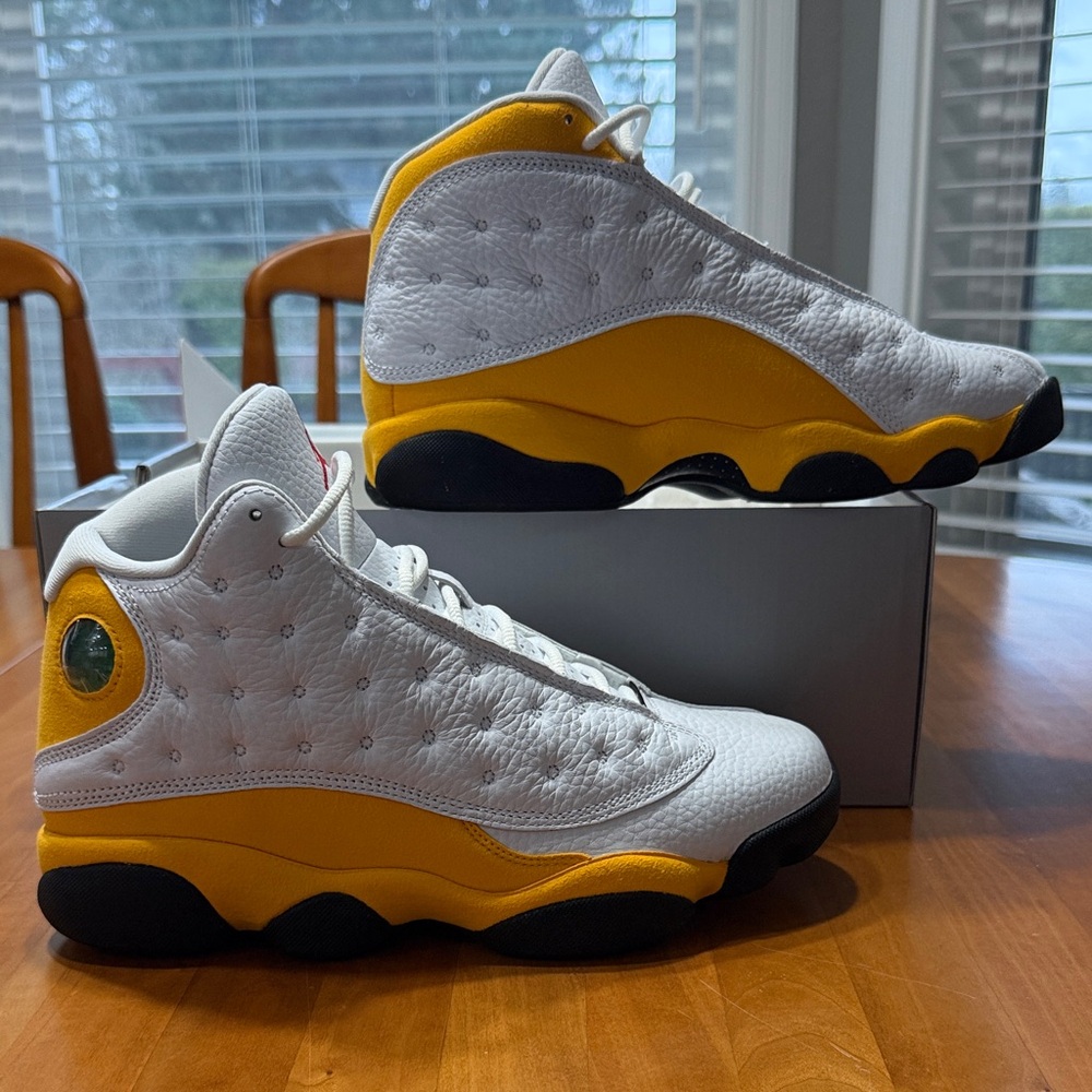 Air Jordan 13 Retro Del Sol White and Yellow Sneakers